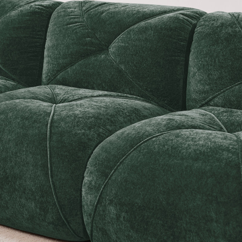 Tissu en velours doux en forme de L, H 29,9 po x l 110,6 po x P 67,3 po, Vert