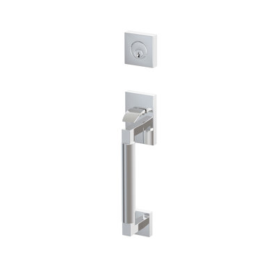 Ensemble d'entrée modulaire Emtek Select Dummy tubulaire, tige extérieure en L carré, poignée lisse, tige intérieure en L carré, poignée en marbre blanc, gauche, chrome poli