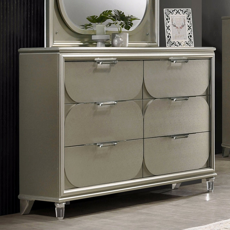 Commode contemporaine en acrylique à 1 poignée à 6 tiroirs