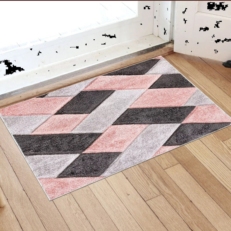 Christean Non-Slip Indoor Doormat, Pink, 60cm W x 110cm L