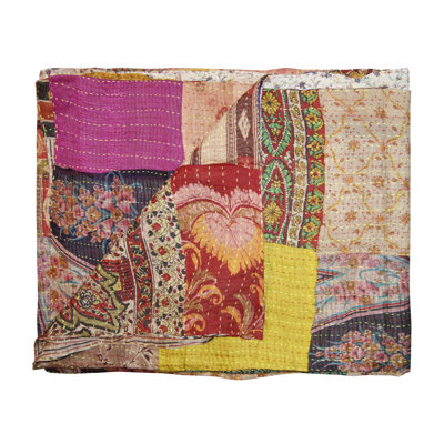 Kantha Quilted Throw Blanket