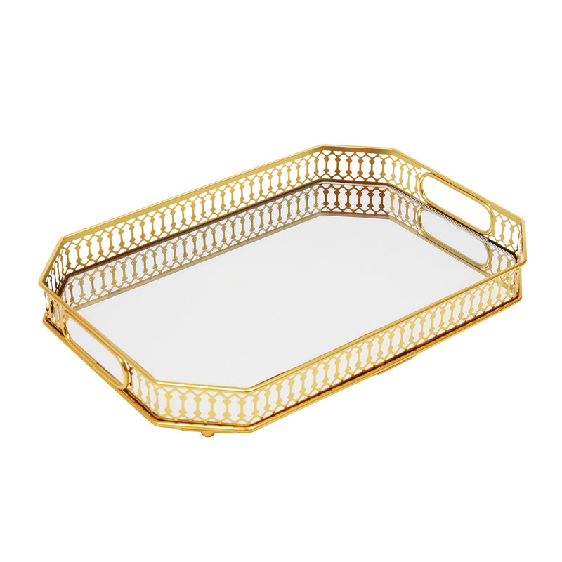Plateau rectangulaire rétro en métal octogonal (miroir)