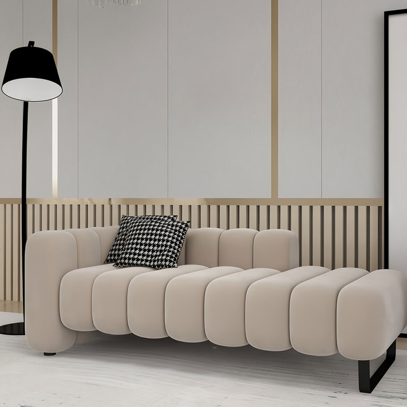 Banc rembourré en tissu, H 26,77 po x l 78,74 po x P 27,55 po