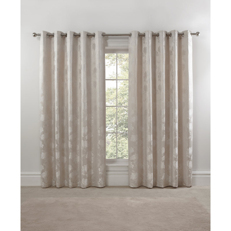 Blossom Eyelet Room Darkening Curtains, Cream, 228 W x 183 D cm