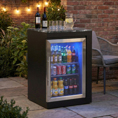 Akoah Outdoor Modular 2.2 Cubic Feet Mini Fridge, Freestanding with Wheels & LED