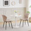 Set Of 4 Dining Chairs - Scandinavian Style Dining Chairs - Linen Upholstered - Metal Legs-111391915