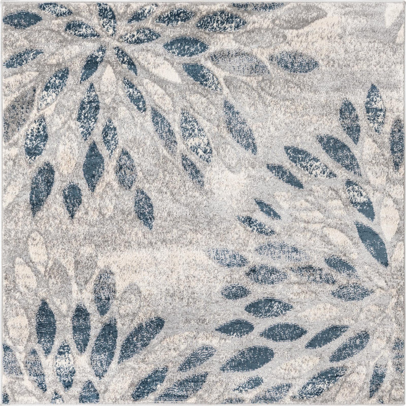Aamia Abstract Multi Area Rug, Gray, Square 8'