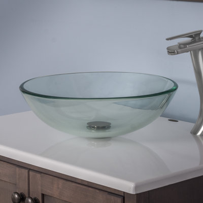 Novatto 16.5'' Cream Glass Circular Bathroom Sink