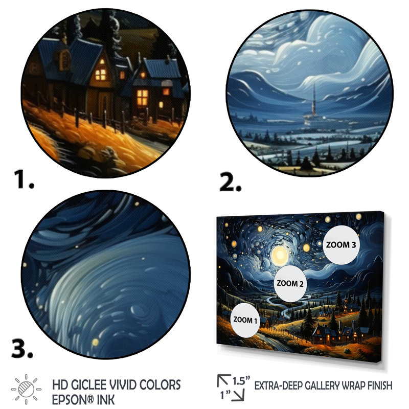 «Countryside Starry Countryside Night I» sur toile, Toile tendue, H 30 po x l 40 po x P 1,5 po