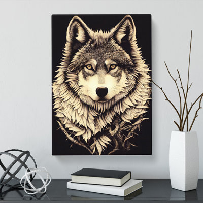 CAN-V0523-2910X Wolf Decoupage - Wrapped Canvas Print