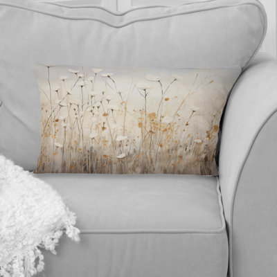 Beige Wildflowers Floral Fantasy - Wildflowers Printed Throw Pillow