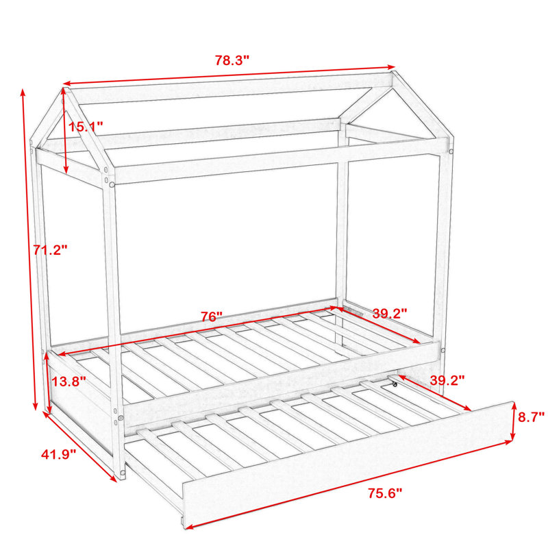 Lit plateforme avec lit gigogne Stuckey, Simple