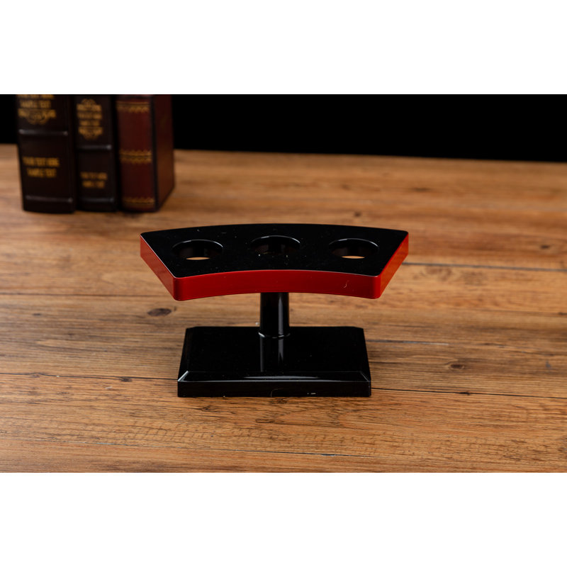Black and Red Lacquered Plastic Sushi Roll Holder with Three Compartments