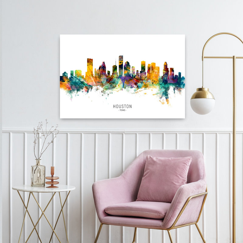 «Vibrant Houston Skyline», art contemporain urbain, H 24 po x l 36 po