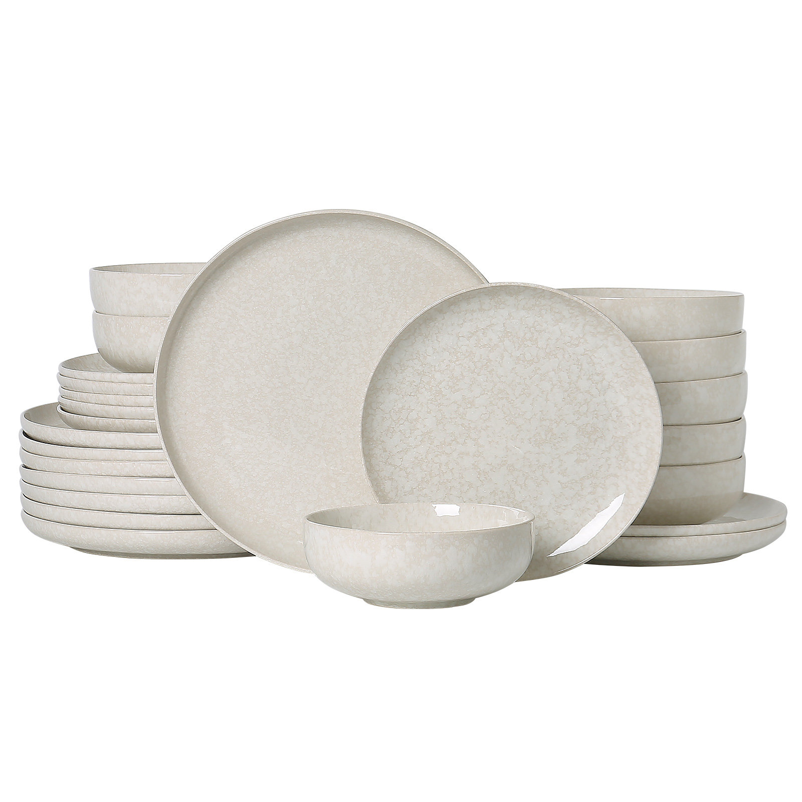 Jody 24 Piece Stoneware Dinnerware Set, Service For 8, Beige