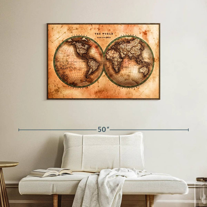 Hémisphères rustiques Reidy, Cadre flottant noyer, 40 po x 27 po