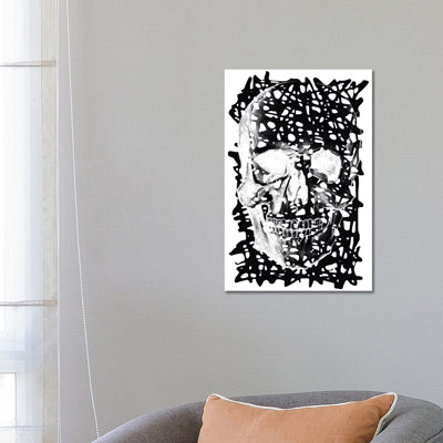 Black Splatter Skull - Wrapped Canvas Print