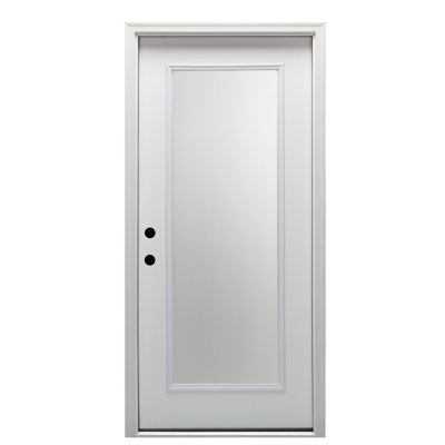 Steel Clear Low-E Full Lite Primed Inswing Prehung Front Entry Door on Frame