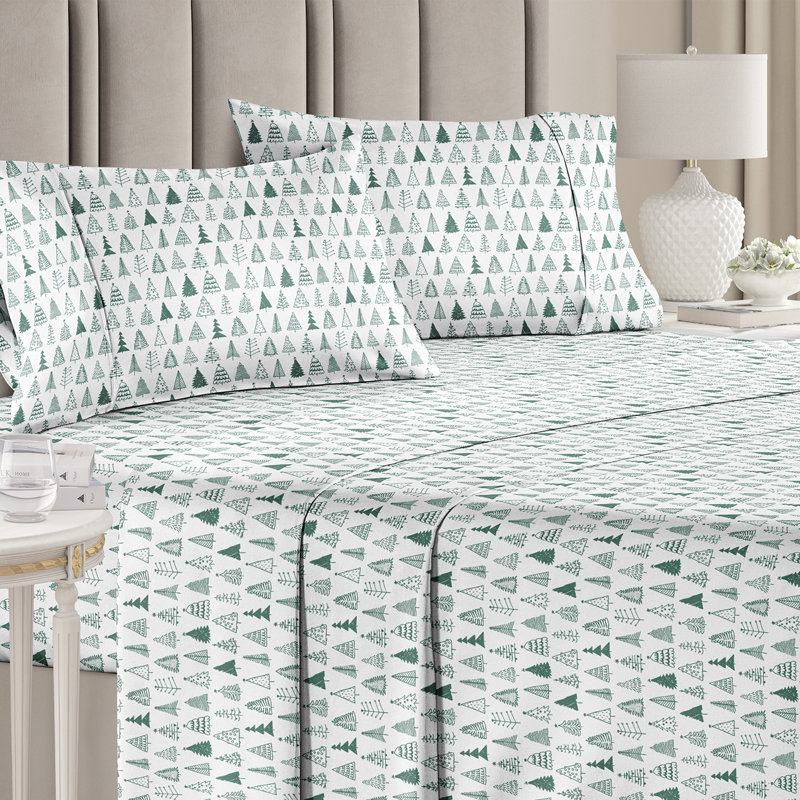 Christmas Sheet Set, Festive Holiday Bedding, Soft & Cozy, Wrinkle Free Bed Sheets, Trees 3, Full Sheet Set + 2 Pillowcases
