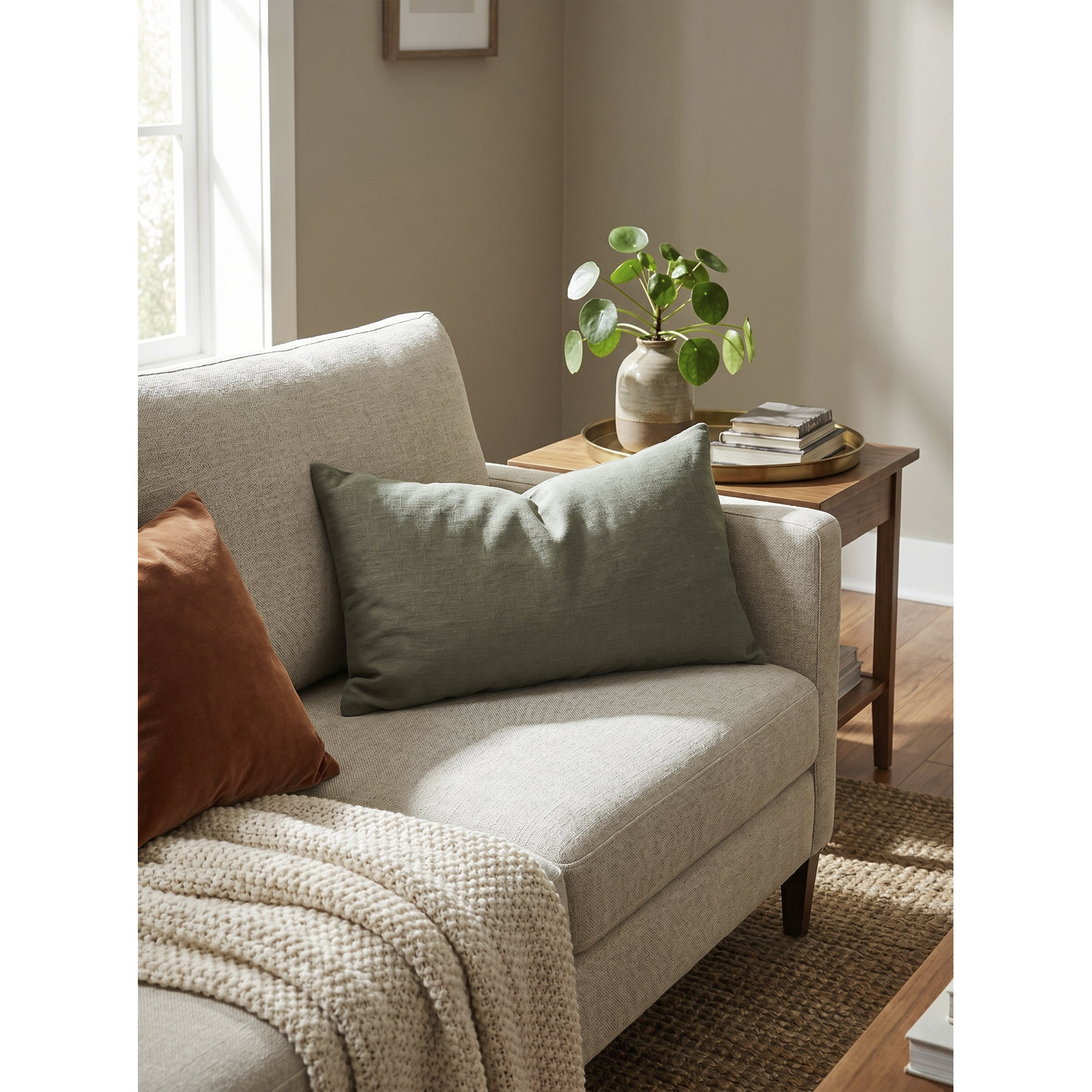 Lanie Linen Throw Pillow, Dark Green, Duck Down, Rectangle 12"H x 21"W