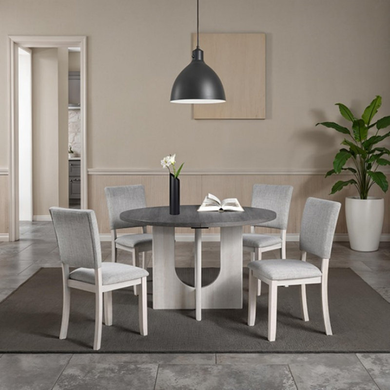 Ensemble de table de salle à manger 5 pièces Belsay, Gris clair, Gris clair, Gris