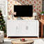 Meuble télé 65 po avec pieds en bois massif et deux armoires de rangement l 59 po-662007683