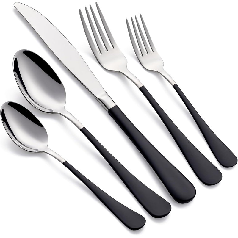 20 Piece Black Silverware Set, Black