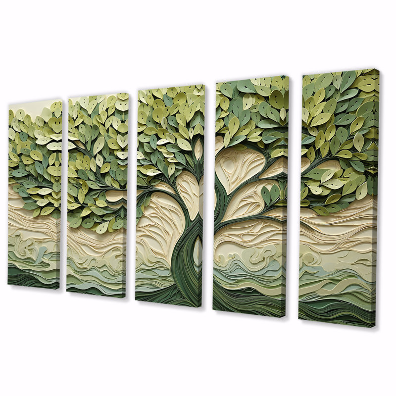 Arbre 5 pièces, art mural Basswood Collage III, H 28 po x l 60 po