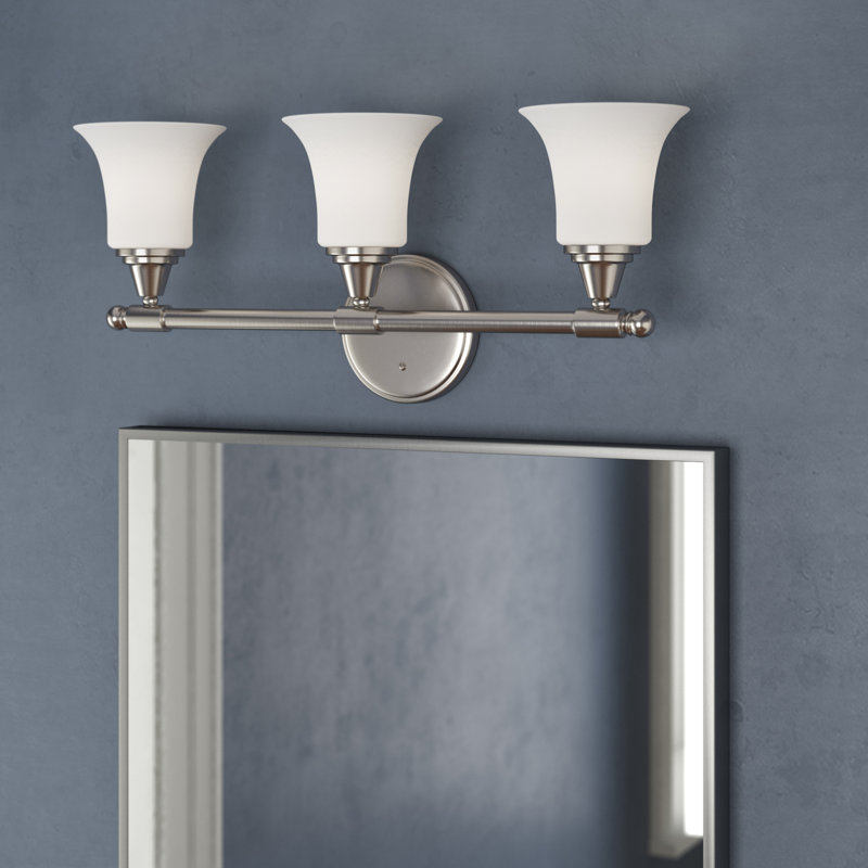 3 - Light Dimmable Vanity Light, Brushed Nickel / Frosted