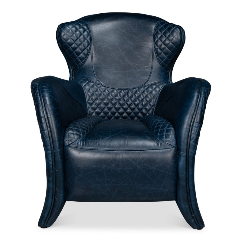 Hera Armchair, Dark Blue Genuine Leather