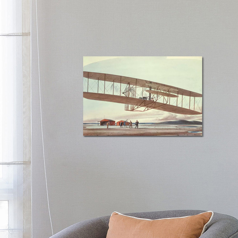 The Wright Brothers at Kitty Hawk, North Carolina, in 1903 1 Piece Wrapped Canvas Painting