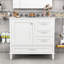 Meuble-lavabo simple contemporain en bois avec porte à fermeture en douceur, lavabo en céramique et tiroirs de rangement-548881054