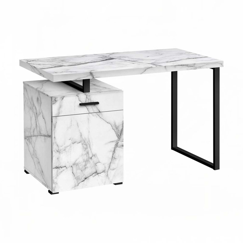 Bureau d'ordinateur pour la maison, Marbre blanc / noir