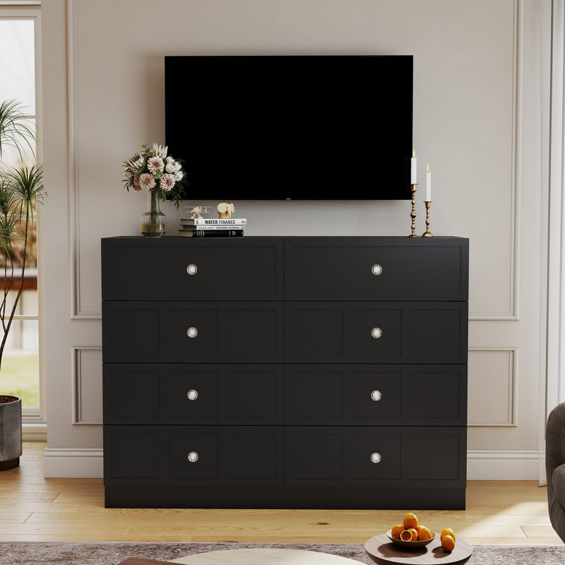 47'' W 8 - Drawer Double Dresser, Black