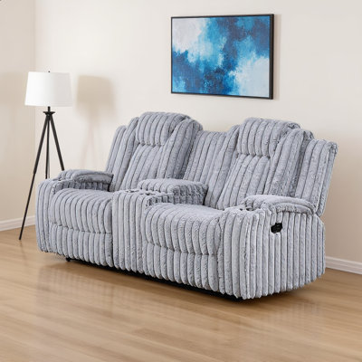 This Light Gray, Elegant Three-Piece Sofa Set, Made Of Soft Corduroy Fabric, Features A Recliner And Cup Holder, Offering A Relaxed And Comfortable Feel, And Adding A Touch Of Warmth To Your Living Room.