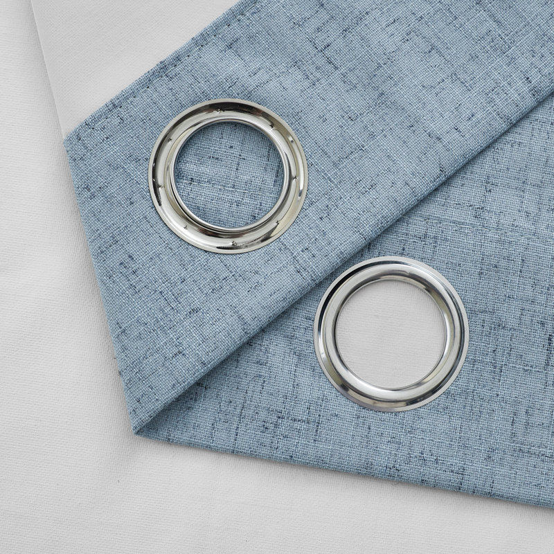 Leming 100% Waterproof and Blackout Solid Color Polyester Linen Textured Grommets Curtains Panel, 52" W x 63" L, Stone Blue
