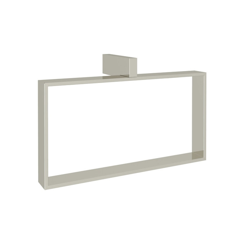 Quartile Rectangular Towel Holder Ring, Polished Nickel