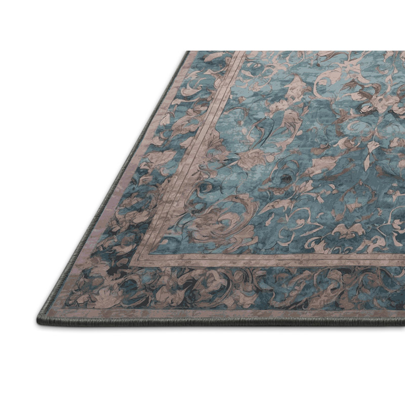 Tapis gris soyeux et moelleux, Rond 5 pi