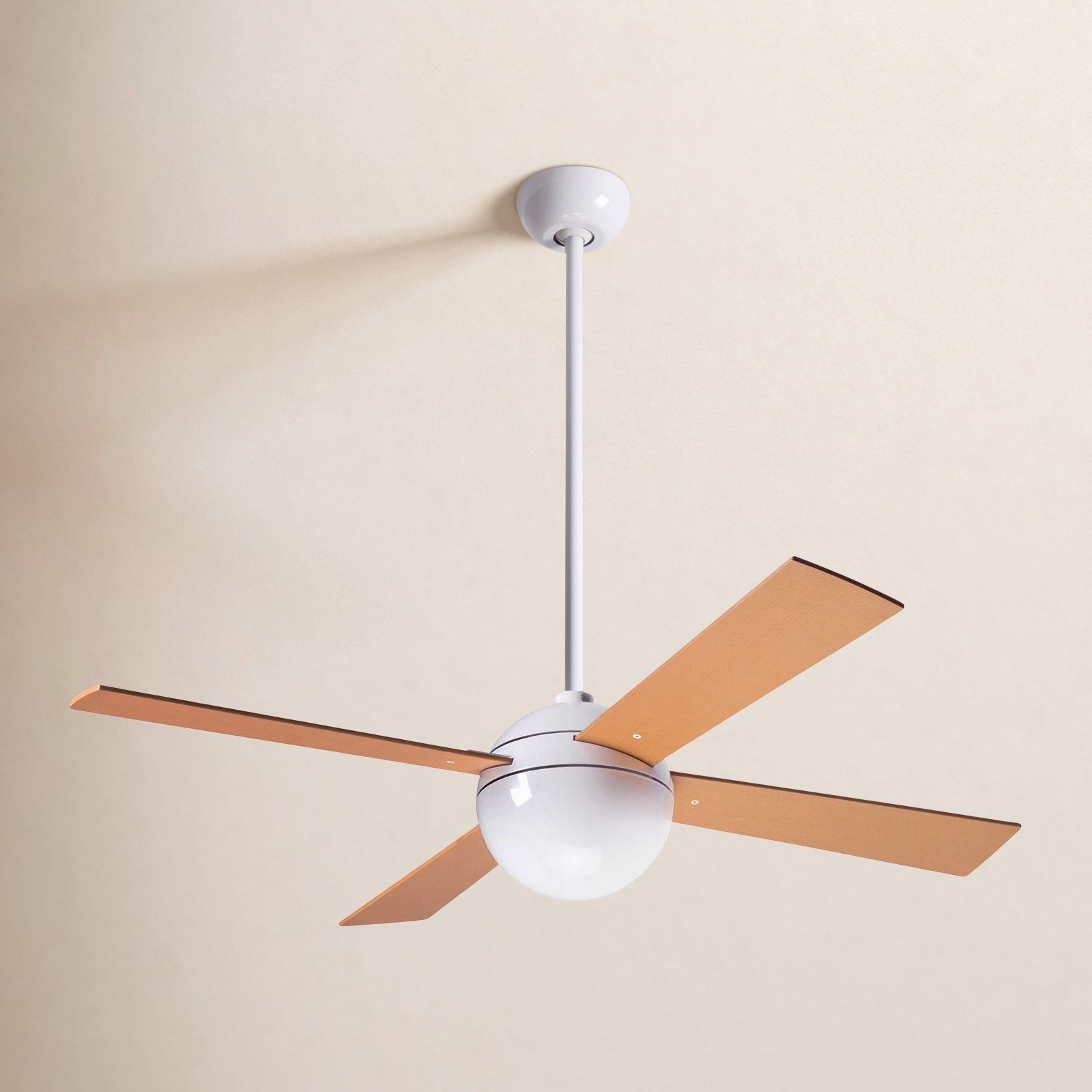 Ball 42'' 4 Blade Ceiling Fan, White, Brushed Aluminum, Fan Speed Control