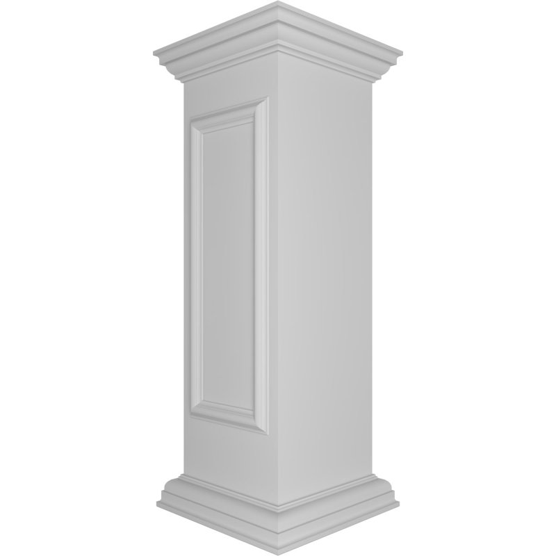 Poteau droit avec poteau, panneau plat et garniture de base (trousse d'installation incluse), H 40 po x l 12 po x P 12 po