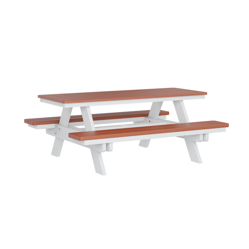 Table de pique-nique rectangulaire Berlin Gardens Ada, H 29 po x L 72 po x l 58 po, Orange mangue / blanc