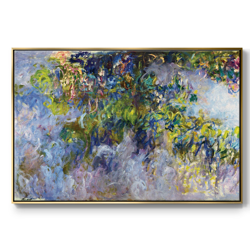 «Wisteria [1]», reproduction encadrée sur toile par Claude Monet, H 27 po x l 41 po x P 2 po, Or
