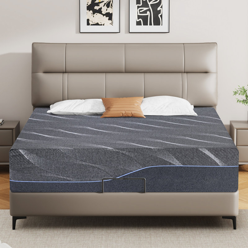 Gray Memory Foam Mattress With Green Tea & Bamboo Charcoal Infusion, Medium Firmness,Vacuum Compressed For Easy Storage, Suitable For All Sleeping Positions