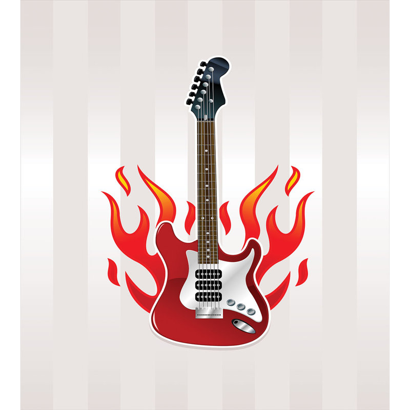 Twin Red Electric Guitar Duvet Cover Set with Pillow Sham