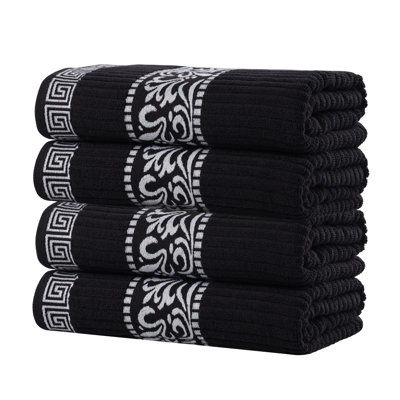 Mikira Athens 100% Combed Cotton Floral Border Bath Towel Set
