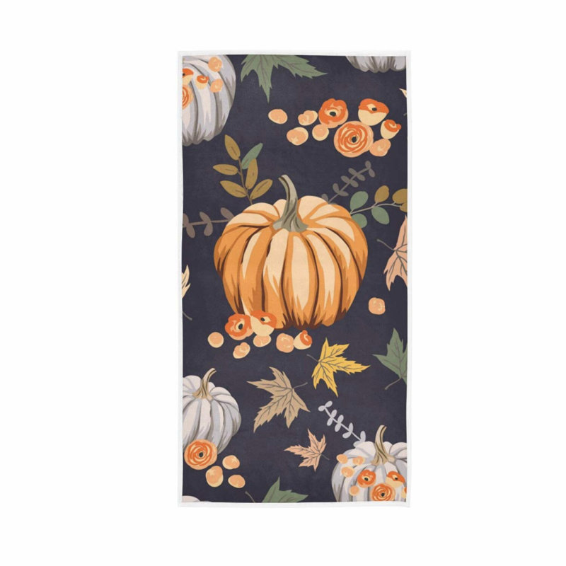 Autumn Harvest Pumpkin Guest Towels - Perfect for Thanksgiving Decor, Bathroom, Kitchen, Spa, Gym, and Yoga, 15 x 30 inches