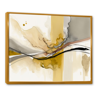 Touché par jaune moutarde et gris ultime IV - Abstrait, encres liquides