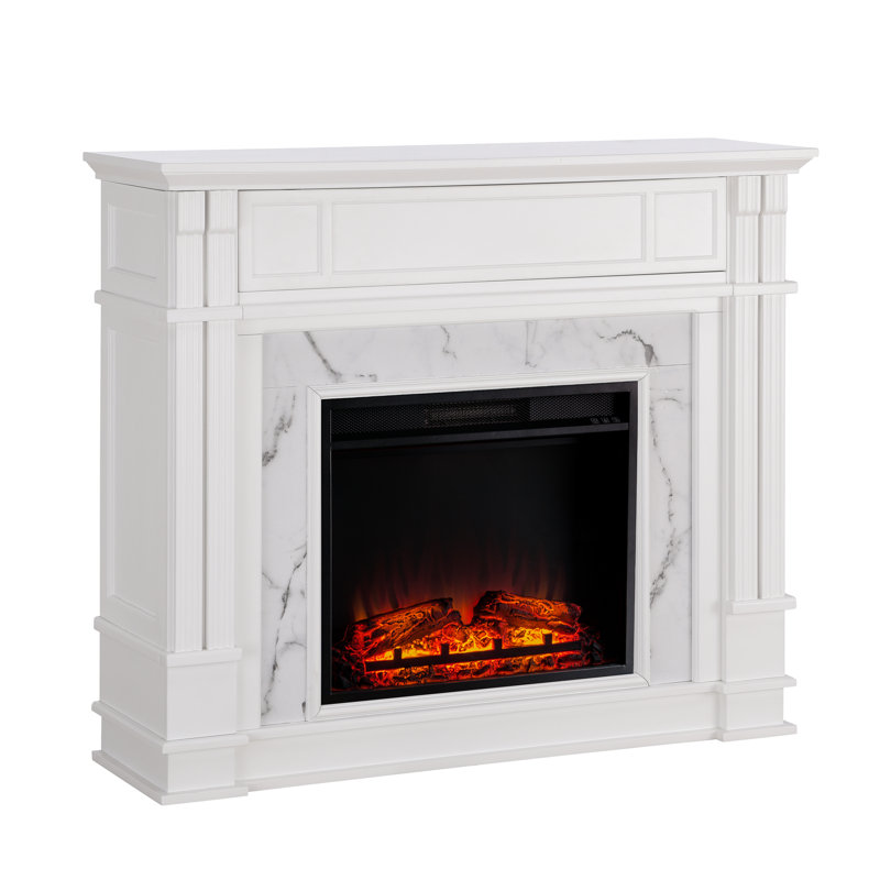 Highgate Faux Cararra Marble Electric Media Fireplace
