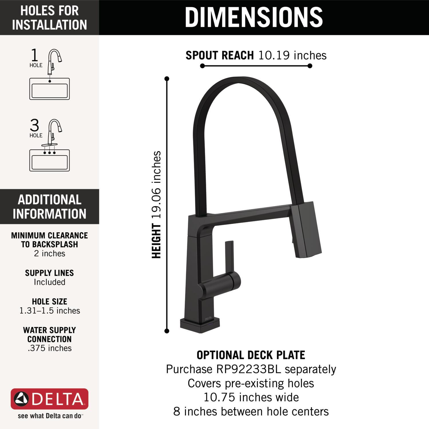 Pivotal Touch Kitchen Faucet, Matte Black
