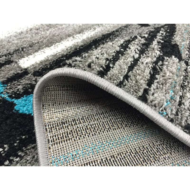 Abstract and Striped Design Power Loomed Area Rug